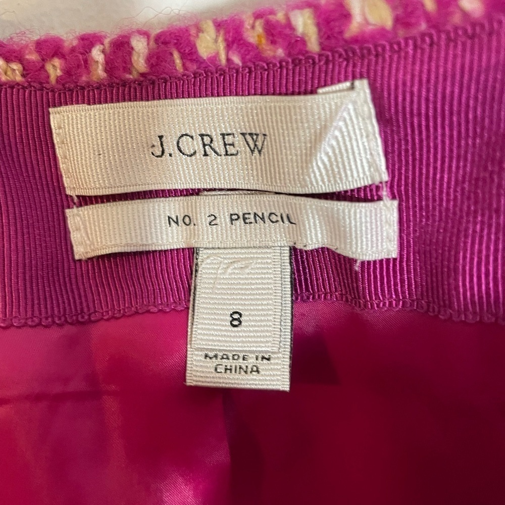J Crew No 2 Pencil Pink Tweed Lined Skirt Diamond Design Women Size 8 Wool Blend - Picture 7 of 11